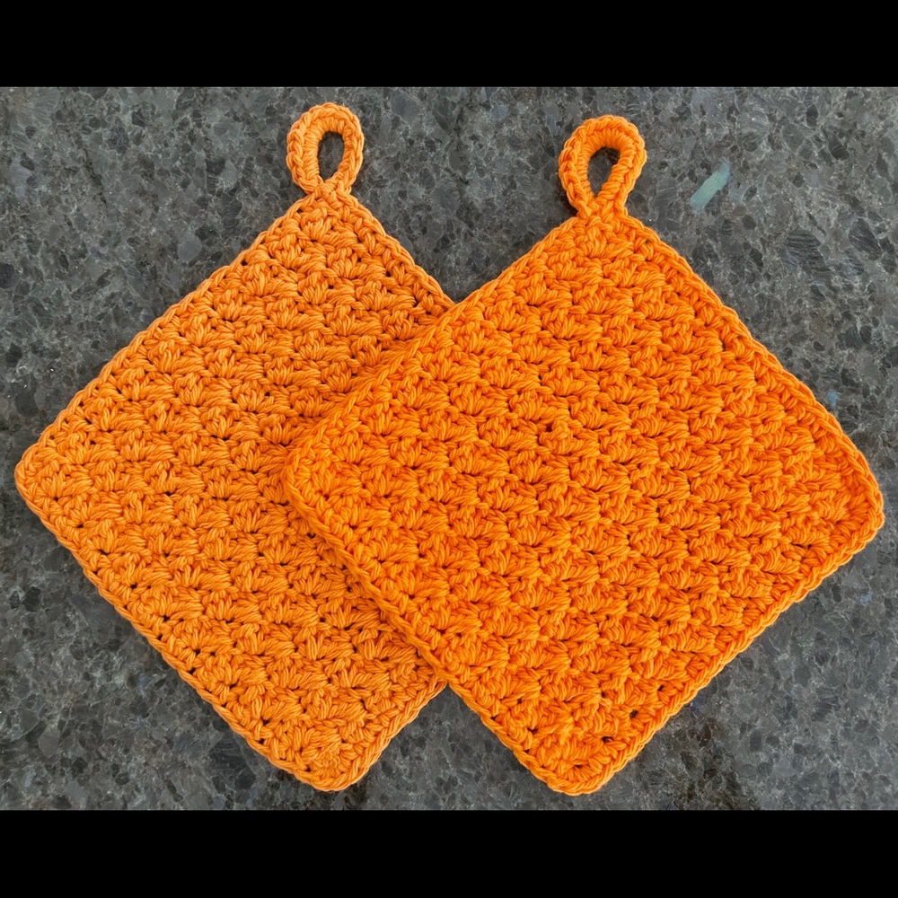 2 Handmade Crochet Washcloths Dishcloths with Hang Loop 100% Cotton PICK COLOR! - Picture 12 of 16